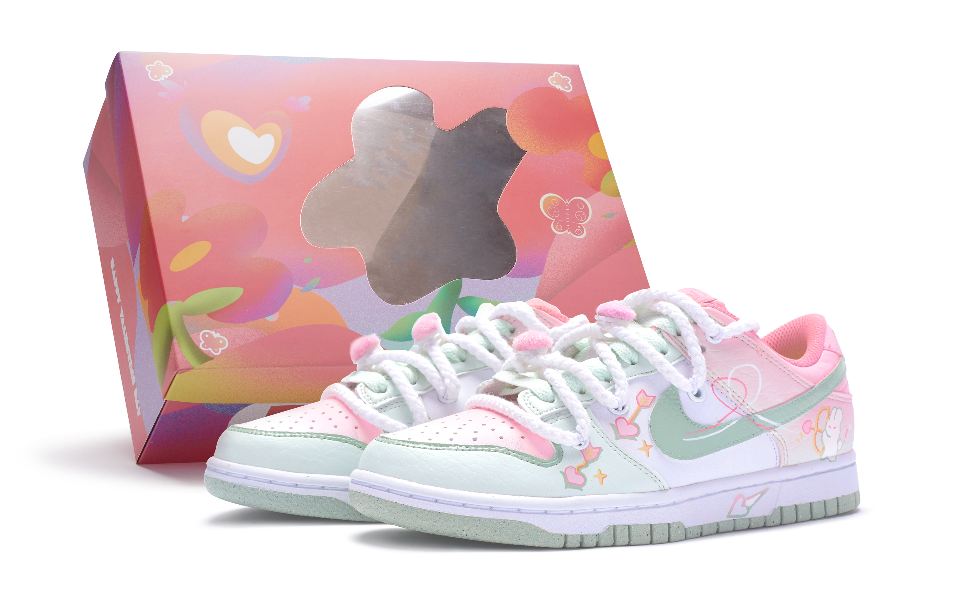 [Custom Shoes] (Women) Nike Dunk Low Next Nature 'White Pink Green'