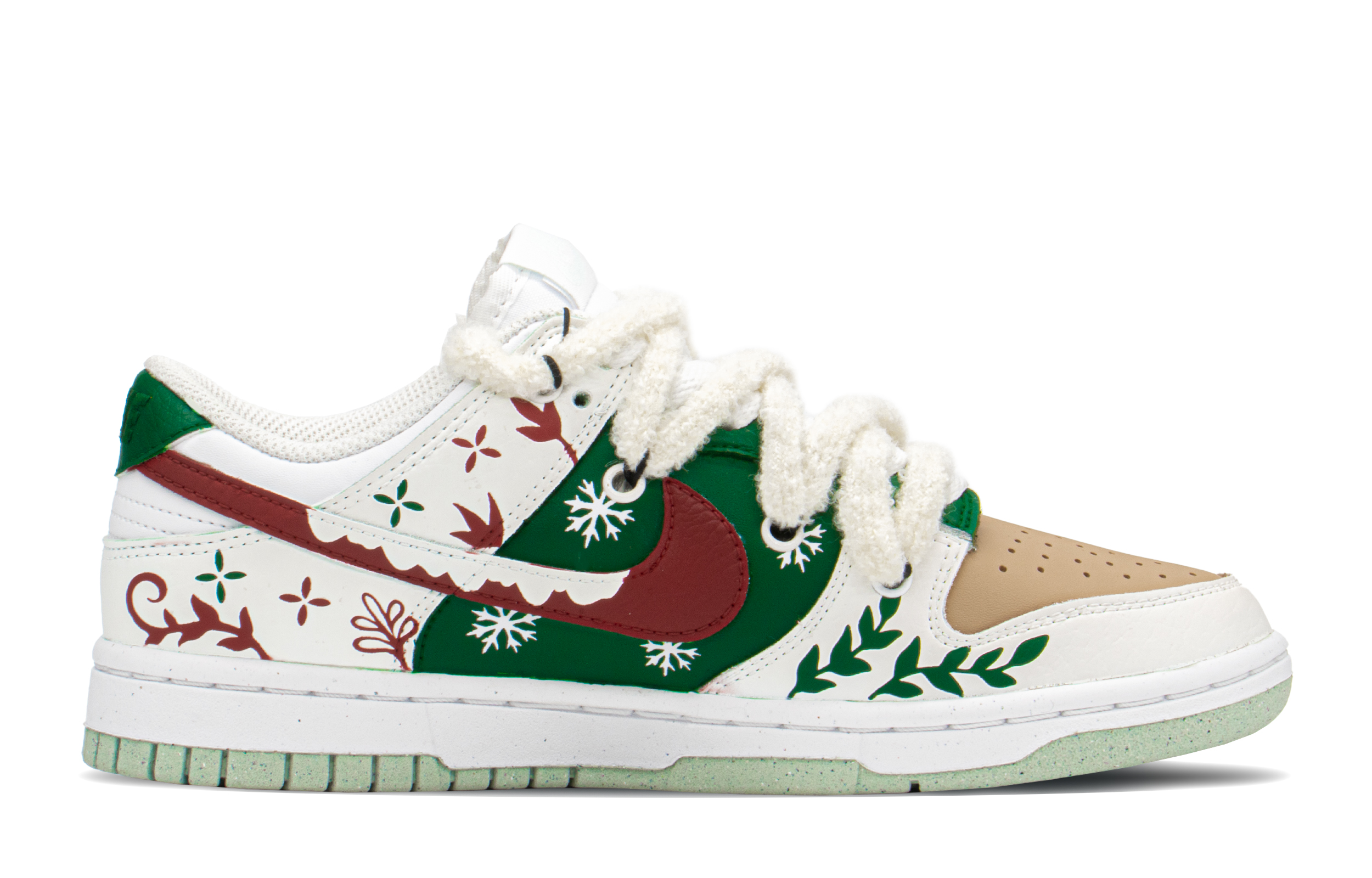 Order (W) [Kasur Tersuai] Nike Dunk Low Next Nature 'Krismas Serpihan Salji Hijau-Putih' DN1431-102(TeamA-DK女雪花枝叶S-BOX)