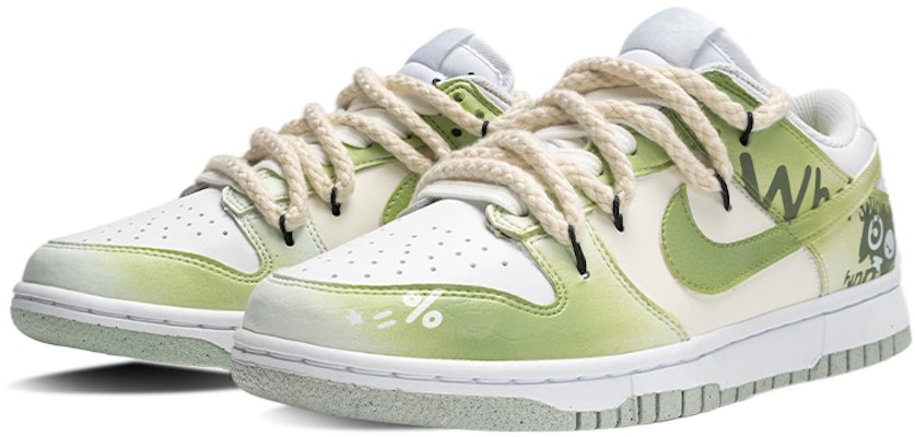 【訂製球鞋】 Nike Dunk Low Next Nature 塗鴉漫畫風 百分比 粗麻繩 復古 低筒 板鞋 女款 青綠色 Lookbook 【訂製球鞋】 Nike Dunk Low Next Nature 塗鴉漫畫風 百分比 粗麻繩 復古 低筒 板鞋 女款 青綠色