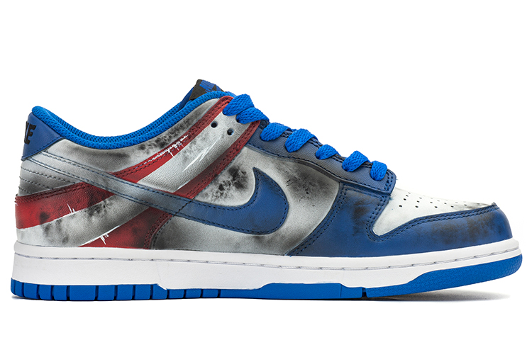 Order (W) [Kasut Custom] Nike Dunk Low Retro 'Perisai Captain America - Gaya Vintage' CW1590-001(TeamA-DKL女款美队VIBE)