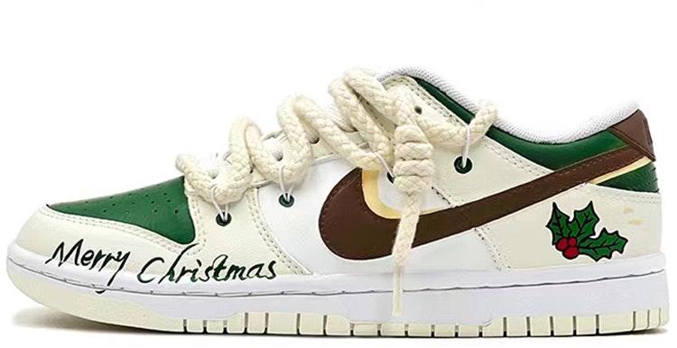 custom-shoes-women-nike-dunk-low-retro-christmas-tree-white-green