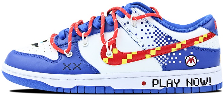 custom-shoes-women-nike-dunk-low-retro-hyper-cobalt-mario-deconstructed-pixel
