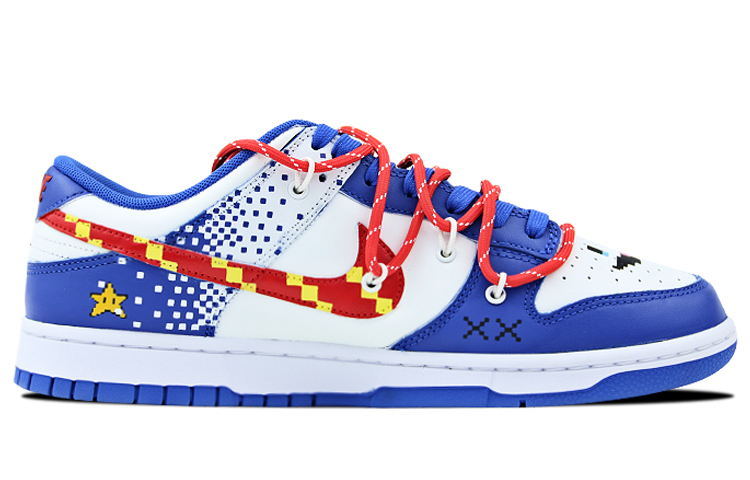 Order (W) [カスタムシューズ] (女性用) ナイキ ダンク ロー レトロ 'ハイパーコバルト マリオ デコンストラクト ピクセル' CW1590-001(Team叁-女款喷绘手绘解构白蓝红)