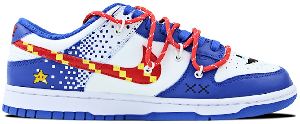 (W) Nike Dunk Low Retro "Hiper Cobalto Mario Pixel" CW1590-001(Team叁-女款喷绘手绘解构白蓝红) Order (W) Nike Dunk Low Retro "Hiper Cobalto Mario Pixel" CW1590-001(Team叁-女款喷绘手绘解构白蓝红)