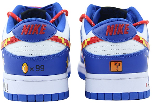 (W) Nike Dunk Low Retro "Hiper Cobalto Mario Pixel" CW1590-001(Team叁-女款喷绘手绘解构白蓝红) Shop (W) Nike Dunk Low Retro "Hiper Cobalto Mario Pixel" CW1590-001(Team叁-女款喷绘手绘解构白蓝红)