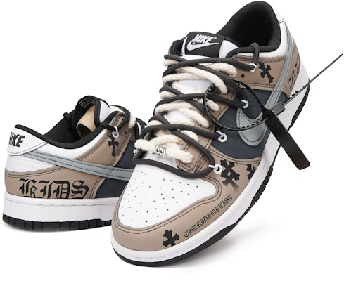 (W) 【定制鞋】耐克Dunk低帮复古‘中世纪哥特荆棘银扣反构白棕’ DD1503-101(Teamp-哥特十字架黑咖女款) Lookbook (W) 【定制鞋】耐克Dunk低帮复古‘中世纪哥特荆棘银扣反构白棕’ DD1503-101(Teamp-哥特十字架黑咖女款)