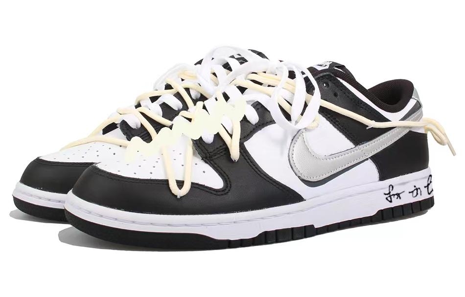 Lookbook (W) [Sepatu Custom]  Nike Dunk Low Retro 'Silver Foil Tahun Kelinci' DD1503-101(Team33-女款-银箔-黑白灰)
