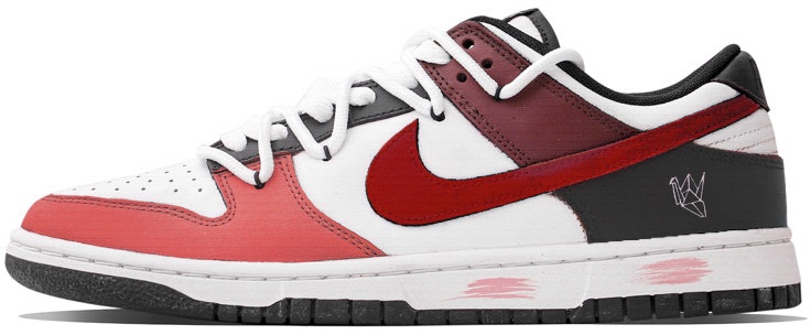custom-shoes-women-nike-dunk-low-retro-white-red-origami