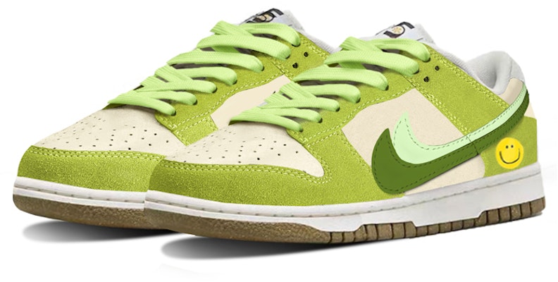 【定制球鞋】 Nike Dunk Low SE "85" 雙勾牛油果 無性別風 復古 笑臉 低筒 板鞋 女款 米綠 Lookbook 【定制球鞋】 Nike Dunk Low SE "85" 雙勾牛油果 無性別風 復古 笑臉 低筒 板鞋 女款 米綠
