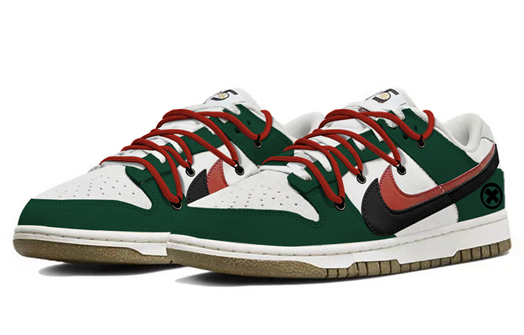 Lookbook 【定制球鞋】Nike Dunk Low SE 85 雙勾 復古 聖誕主題 搗蛋塗鴉 高街 解構 低幫 板鞋 女款 綠白紅