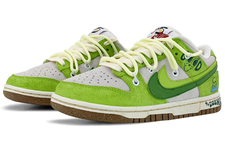 Lookbook (W) Zapatillas Nike Dunk Low SE 'Deconstruidas Doble Swoosh Verde Azulado' DO9457-100(TeamK-气泡青苹果QD)