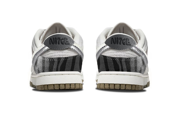 Shop (W) [カスタムシューズ] (女性用) ナイキ ダンク ロー SE '未来的スモッググレー-ゼブラ' DO9457-100-(TeamY-男女款双勾工业风灰黑)