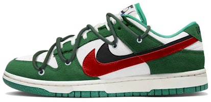 【客製化球鞋】Nike Dunk Low SE 85 經典復古 美式街頭風 解構綁帶 低筒 板鞋 女款 綠紅 Buy 【客製化球鞋】Nike Dunk Low SE 85 經典復古 美式街頭風 解構綁帶 低筒 板鞋 女款 綠紅