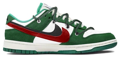 【客製化球鞋】Nike Dunk Low SE 85 經典復古 美式街頭風 解構綁帶 低筒 板鞋 女款 綠紅 Order 【客製化球鞋】Nike Dunk Low SE 85 經典復古 美式街頭風 解構綁帶 低筒 板鞋 女款 綠紅