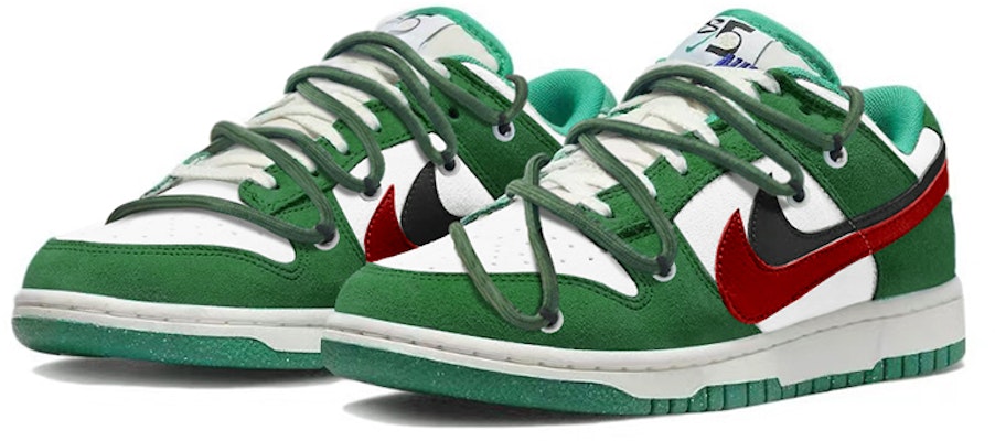 【客製化球鞋】Nike Dunk Low SE 85 經典復古 美式街頭風 解構綁帶 低筒 板鞋 女款 綠紅 Lookbook 【客製化球鞋】Nike Dunk Low SE 85 經典復古 美式街頭風 解構綁帶 低筒 板鞋 女款 綠紅