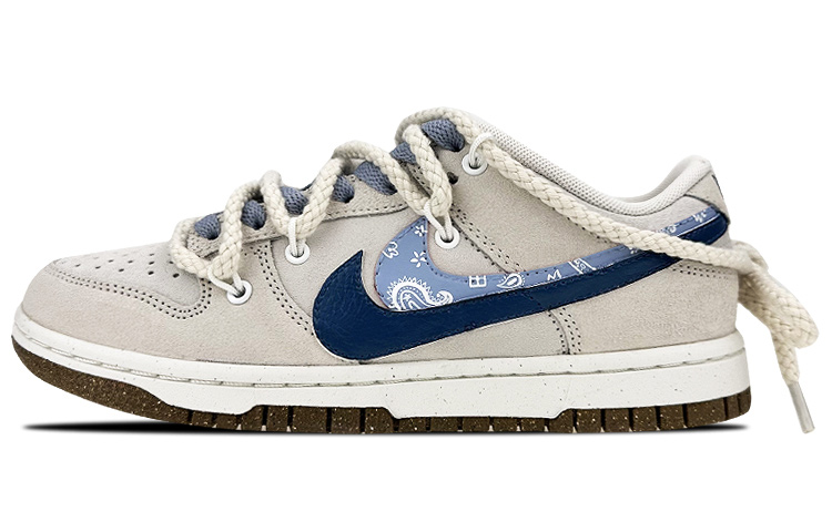 Buy (W) [Sepatu Kustom] Nike Dunk Low SE 'Raffia Paisley - Abu Putih Biru' DO9457-100(Team叁-女款双钩腰果蓝S-BOX)