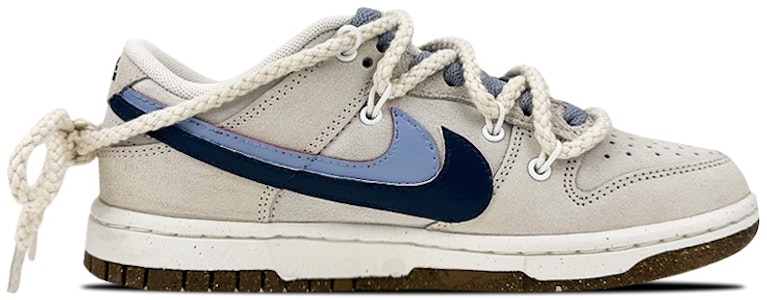 【定製球鞋】Nike Dunk Low SE 禮盒 拉菲草燈帶 雙層Swoosh 復古解構 vibe腰果花 低幫 板鞋 女款 灰白藍 Order 【定製球鞋】Nike Dunk Low SE 禮盒 拉菲草燈帶 雙層Swoosh 復古解構 vibe腰果花 低幫 板鞋 女款 灰白藍
