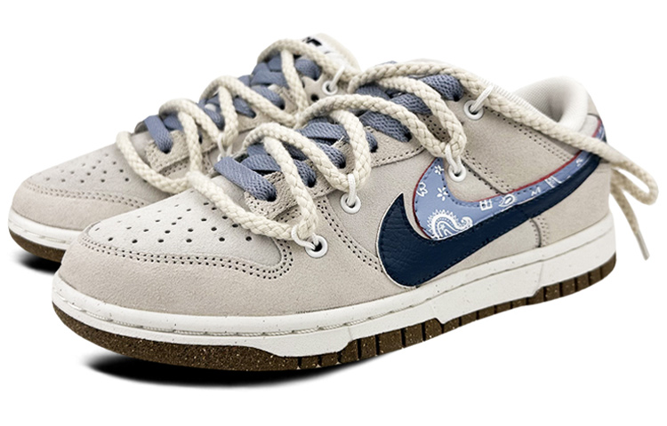Lookbook (W) [Sepatu Kustom] Nike Dunk Low SE 'Raffia Paisley - Abu Putih Biru' DO9457-100(Team叁-女款双钩腰果蓝S-BOX)