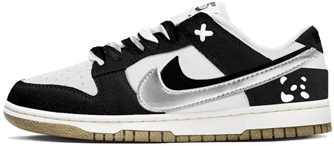 【定制球鞋】Nike Dunk Low SE 85 雙勾 反轉小熊貓 銀勾極簡風 塗鴉 高街 低幫 板鞋 女款 白黑銀 Buy 【定制球鞋】Nike Dunk Low SE 85 雙勾 反轉小熊貓 銀勾極簡風 塗鴉 高街 低幫 板鞋 女款 白黑銀