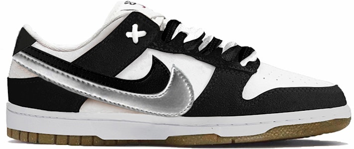 【定制球鞋】Nike Dunk Low SE 85 雙勾 反轉小熊貓 銀勾極簡風 塗鴉 高街 低幫 板鞋 女款 白黑銀 Order 【定制球鞋】Nike Dunk Low SE 85 雙勾 反轉小熊貓 銀勾極簡風 塗鴉 高街 低幫 板鞋 女款 白黑銀
