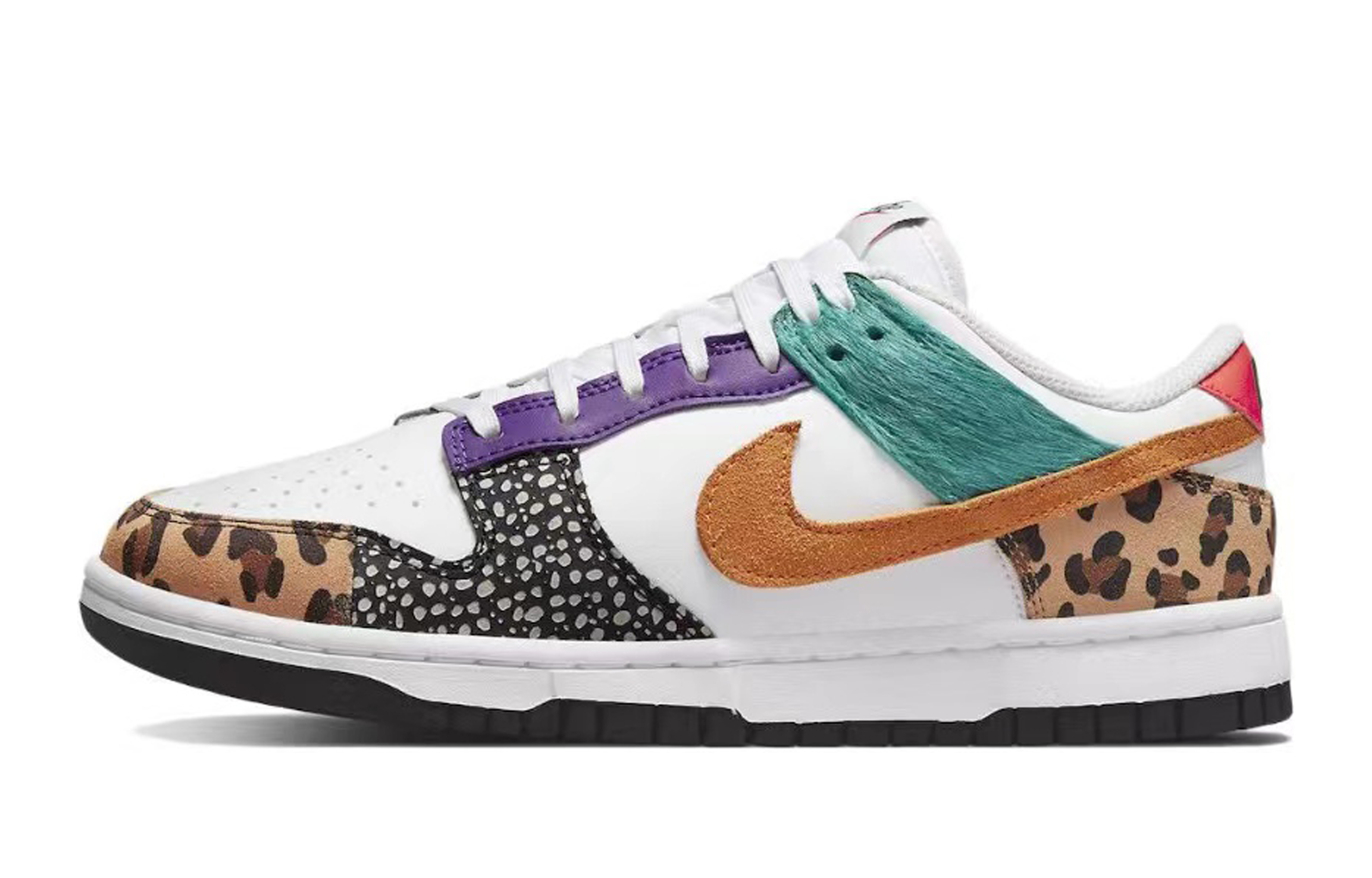 Details for (W) 나이키 덩크 로우 SE '와일드 걸 패치워크 브라운' (Custom Shoes) DN3866-100(Team42-女款狂野女孩棕褐)