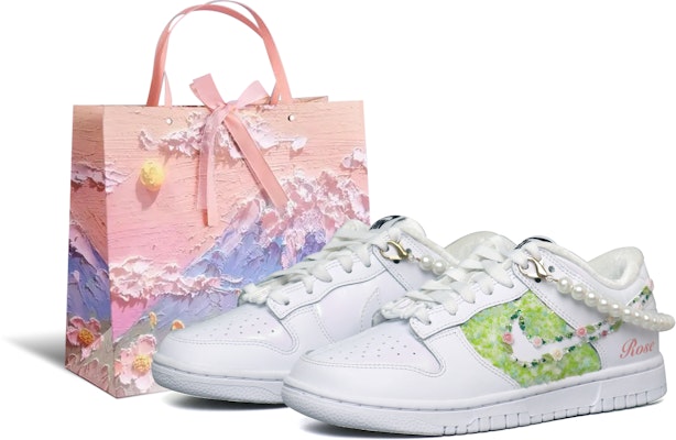 【訂製球鞋】Nike Dunk SE 3米3創造 莫內花園 小香風 貼鑽 珍珠 520禮遇 潮流 百搭 防滑減震耐磨透氣 低筒 板鞋 女款 白綠 Buy 【訂製球鞋】Nike Dunk SE 3米3創造 莫內花園 小香風 貼鑽 珍珠 520禮遇 潮流 百搭 防滑減震耐磨透氣 低筒 板鞋 女款 白綠