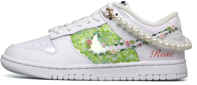 【訂製球鞋】Nike Dunk SE 3米3創造 莫內花園 小香風 貼鑽 珍珠 520禮遇 潮流 百搭 防滑減震耐磨透氣 低筒 板鞋 女款 白綠 Order 【訂製球鞋】Nike Dunk SE 3米3創造 莫內花園 小香風 貼鑽 珍珠 520禮遇 潮流 百搭 防滑減震耐磨透氣 低筒 板鞋 女款 白綠