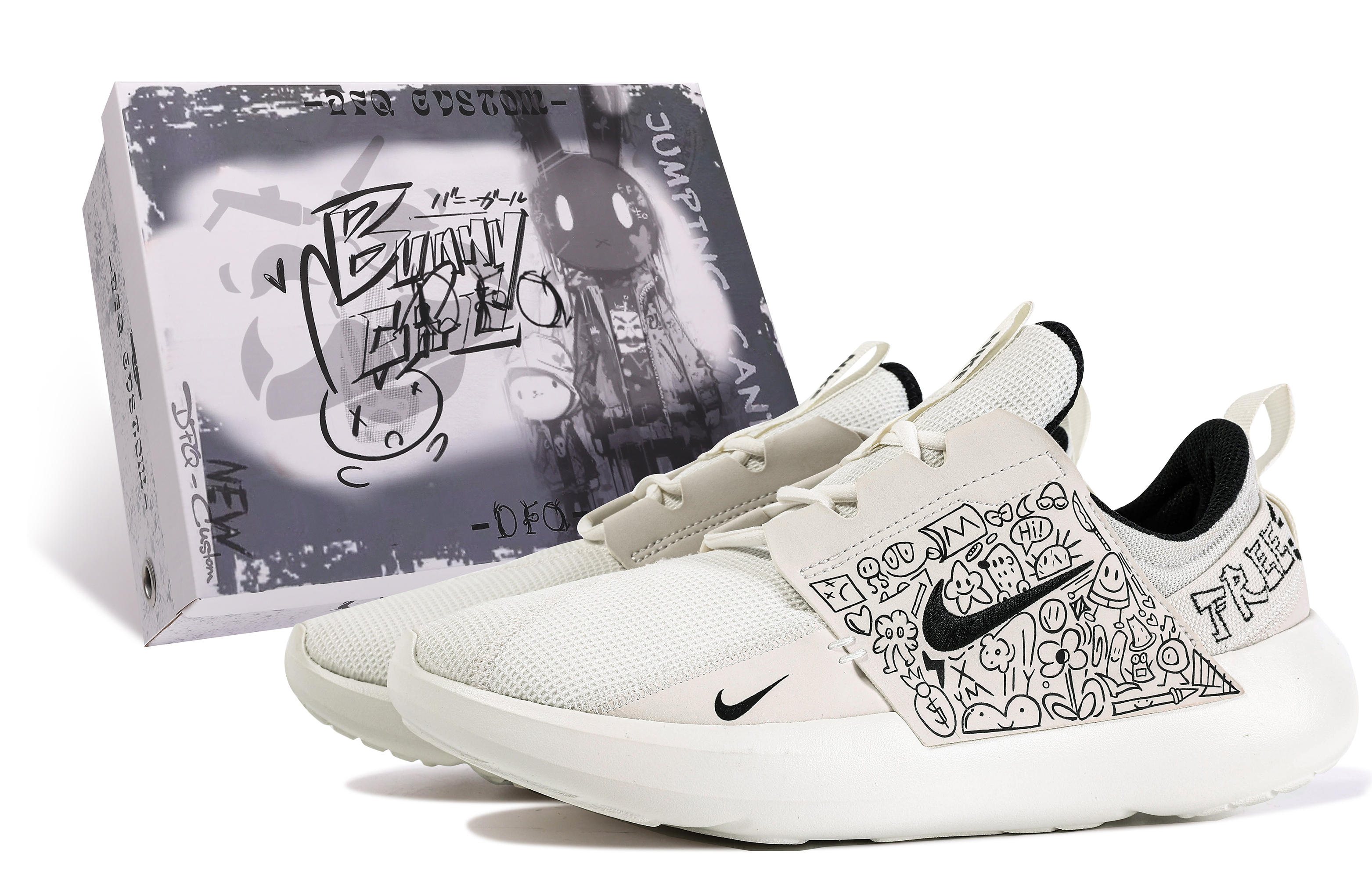 [Custom Shoes] (W) Nike E-Series AD 'Da Vinci Graffiti White-Black'