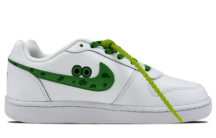 Order (W) [Kasut Custom] Nike Ebernon Low 'Croc Putih-Hijau' AQ1779-100(Team叁-女款NE鳄鱼S-BOX)