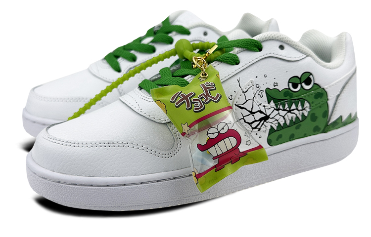 Lookbook (W) [Kasut Custom] Nike Ebernon Low 'Croc Putih-Hijau' AQ1779-100(Team叁-女款NE鳄鱼S-BOX)