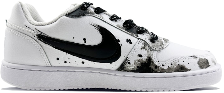 【定制球鞋】Nike EBERNON Low 極簡主義 水墨 荷花 國潮風 寫意 低幫 板鞋 女款 黑白 Order 【定制球鞋】Nike EBERNON Low 極簡主義 水墨 荷花 國潮風 寫意 低幫 板鞋 女款 黑白