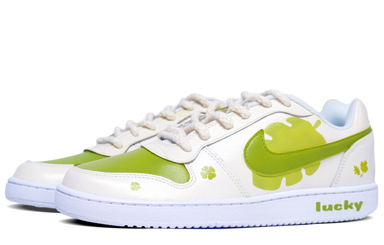 Lookbook 【訂製球鞋】Nike EBERNON Low 幸運綠葉 Lucky 麻繩 防滑 低筒 板鞋 女款 淺綠