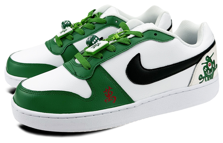 Lookbook (W) 【カスタムシューズ】ナイキ エバノン ロー「麻雀ホワイト-グリーン」(女性向け) AQ1779-100(Team叁-女款低帮麻将QD)