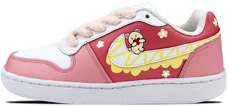 custom-shoes-women-nike-ebernon-low-pink-yellow-bear-graffiti-aq-1779-100-team-ne