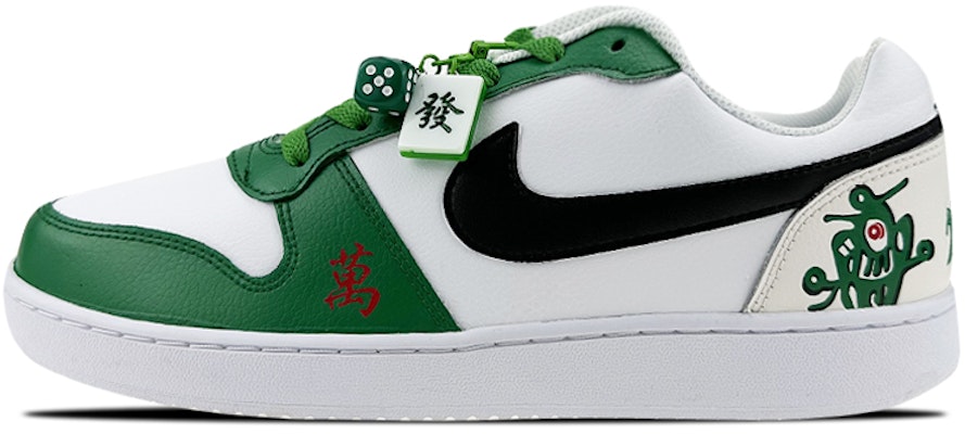 【定制球鞋】Nike EBERNON Low 是在玩鞋 禮盒 幺雞 麻將 中國風 低幫 板鞋 女款 白綠 Buy 【定制球鞋】Nike EBERNON Low 是在玩鞋 禮盒 幺雞 麻將 中國風 低幫 板鞋 女款 白綠