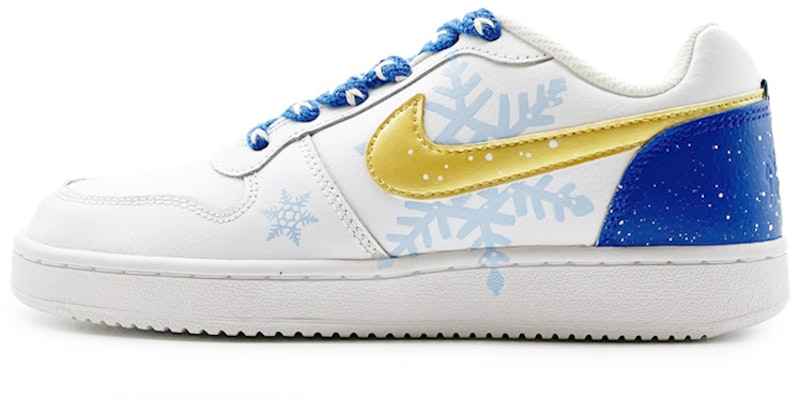 【定制球鞋】Nike EBERNON Low 冬季 雪花 浪漫 低幫 板鞋 女款 白藍金 Buy 【定制球鞋】Nike EBERNON Low 冬季 雪花 浪漫 低幫 板鞋 女款 白藍金