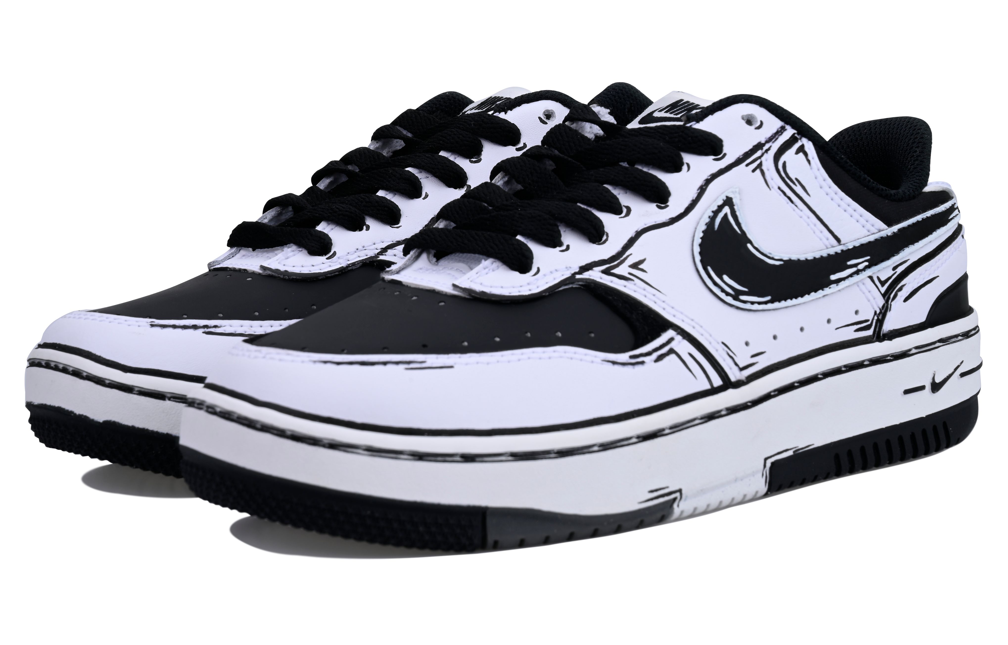 Lookbook (W) [Sepatu Custom] Nike Gamma Force Low 'Vlad Hitam Putih' DX9176-100(Team33-二次元-女款）