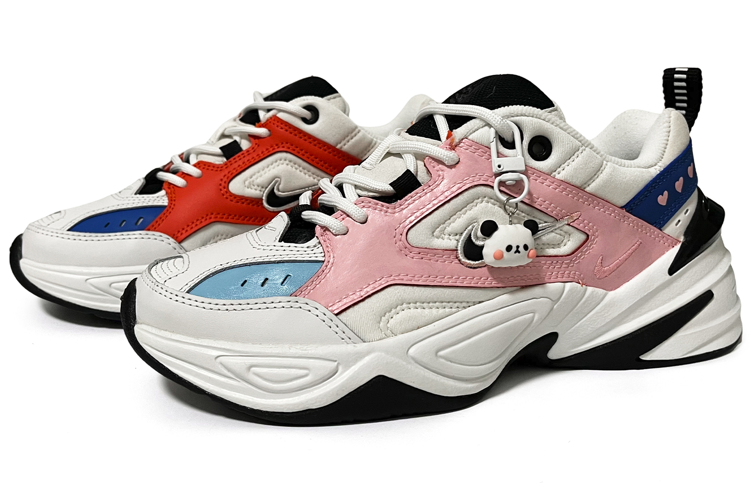 Shop 【訂製運動鞋】Nike M2K 合成皮 Tekno 告白熊貓 黑白經典 Team Orange 防滑 低筒 爸爸鞋 女款 白橙