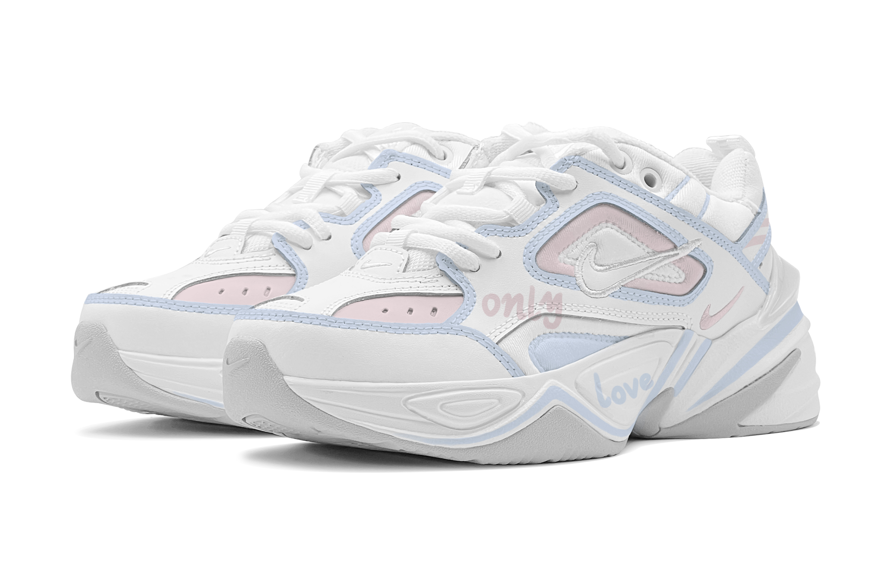 Lookbook (W) [カスタムシューズ] (女性用) ナイキ M2K テクノ 'オンリー ラブ ピンク ブルー' AO3108-100(TeamS-夏日粉蓝女S-BOX)