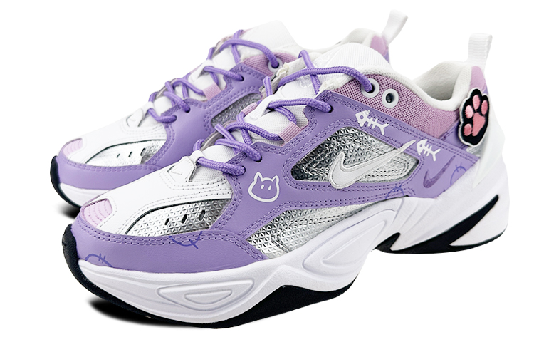 Lookbook 【定制球鞋】 Nike M2K Tekno 厚底 MAY 撞色 塗鴉 貓爪 貼布 低幫 老爹鞋 女款 白紫