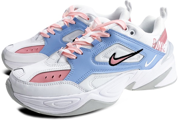 【定制球鞋】Nike M2K Tekno White Pure Platinum 是在玩鞋 低幫 撞色 字母塗鴉 老爹鞋 女款 粉藍 Lookbook 【定制球鞋】Nike M2K Tekno White Pure Platinum 是在玩鞋 低幫 撞色 字母塗鴉 老爹鞋 女款 粉藍