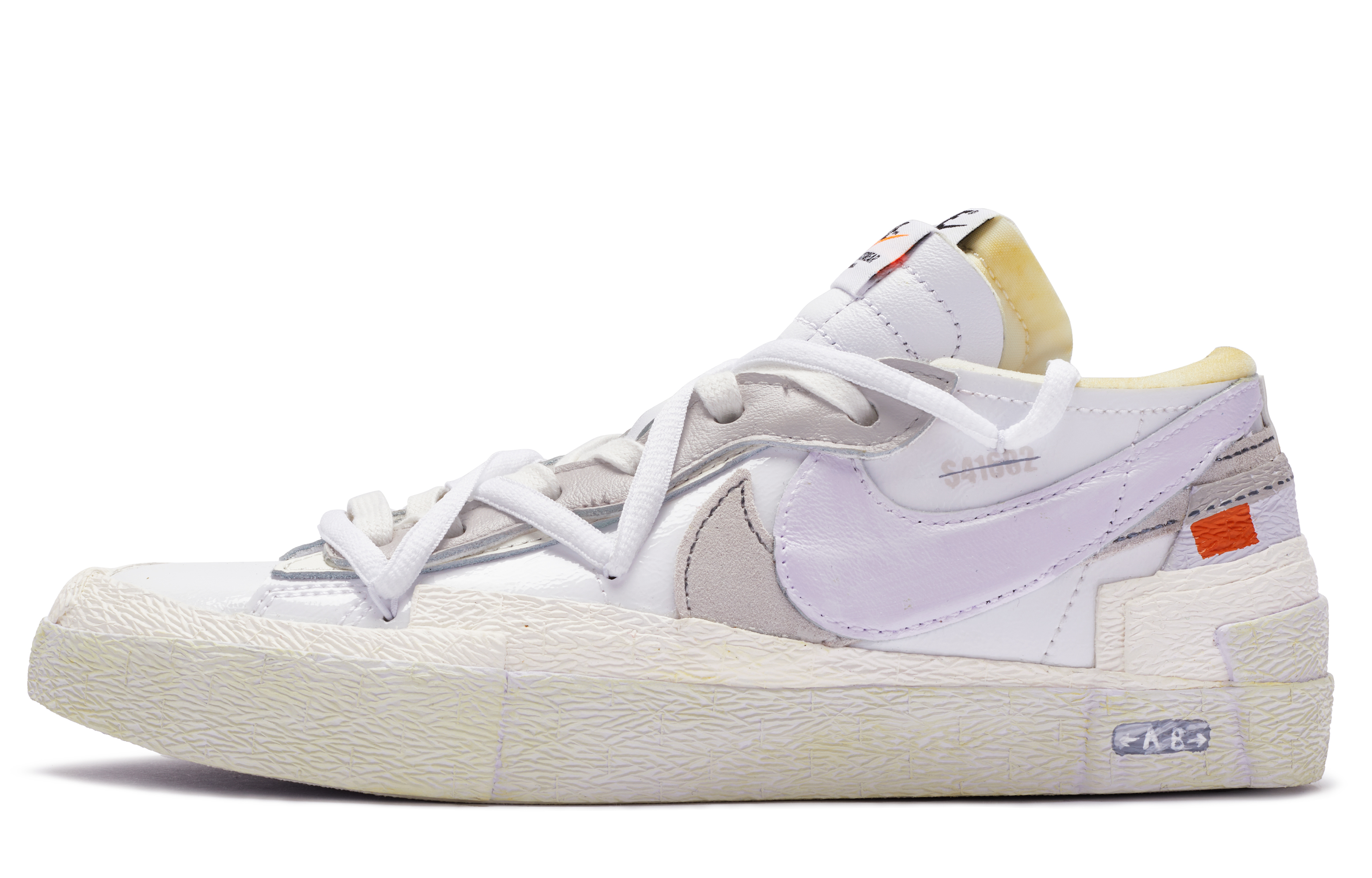[Custom Shoes] (Women) Nike sacai x Blazer Low 'White Grey Purple Orange'