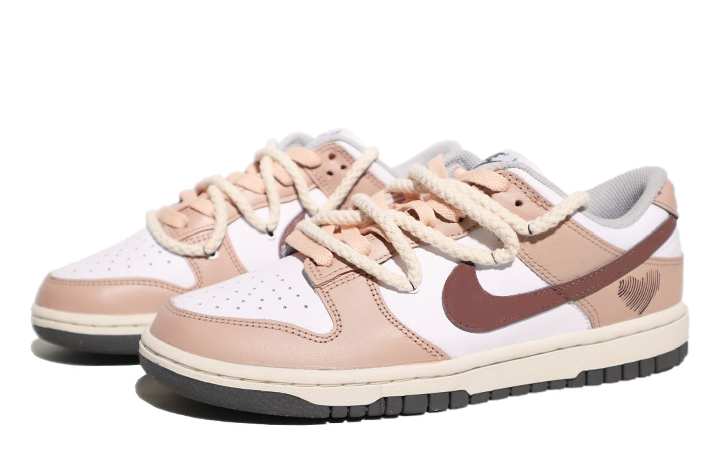 Lookbook (W) [Chaussures Personnalisées] Nike SB Dunk Low ''Empreinte Cœur Rose Marron'' DD1503-117(TeamX-摩卡指纹爱心)