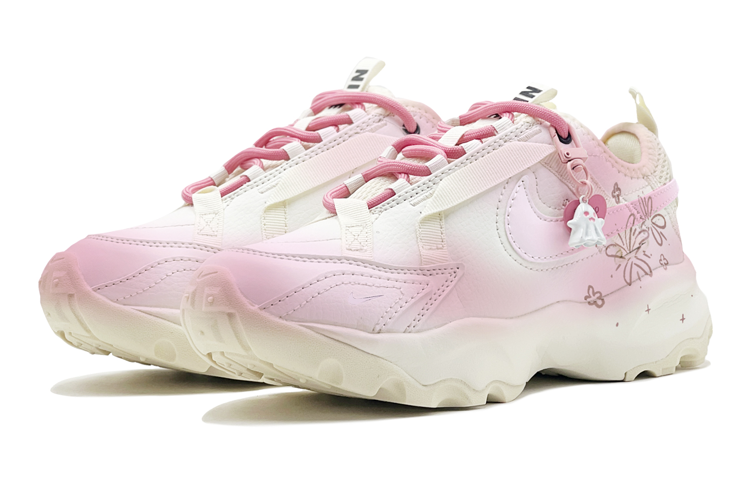 Shop (W) [Kasut Custom] Nike TC 7900 'Romantic 520 Bunga Api Berkilau Merah Jambu' DD9682-100(TeamS2-TC漫花爱心S-BOX)