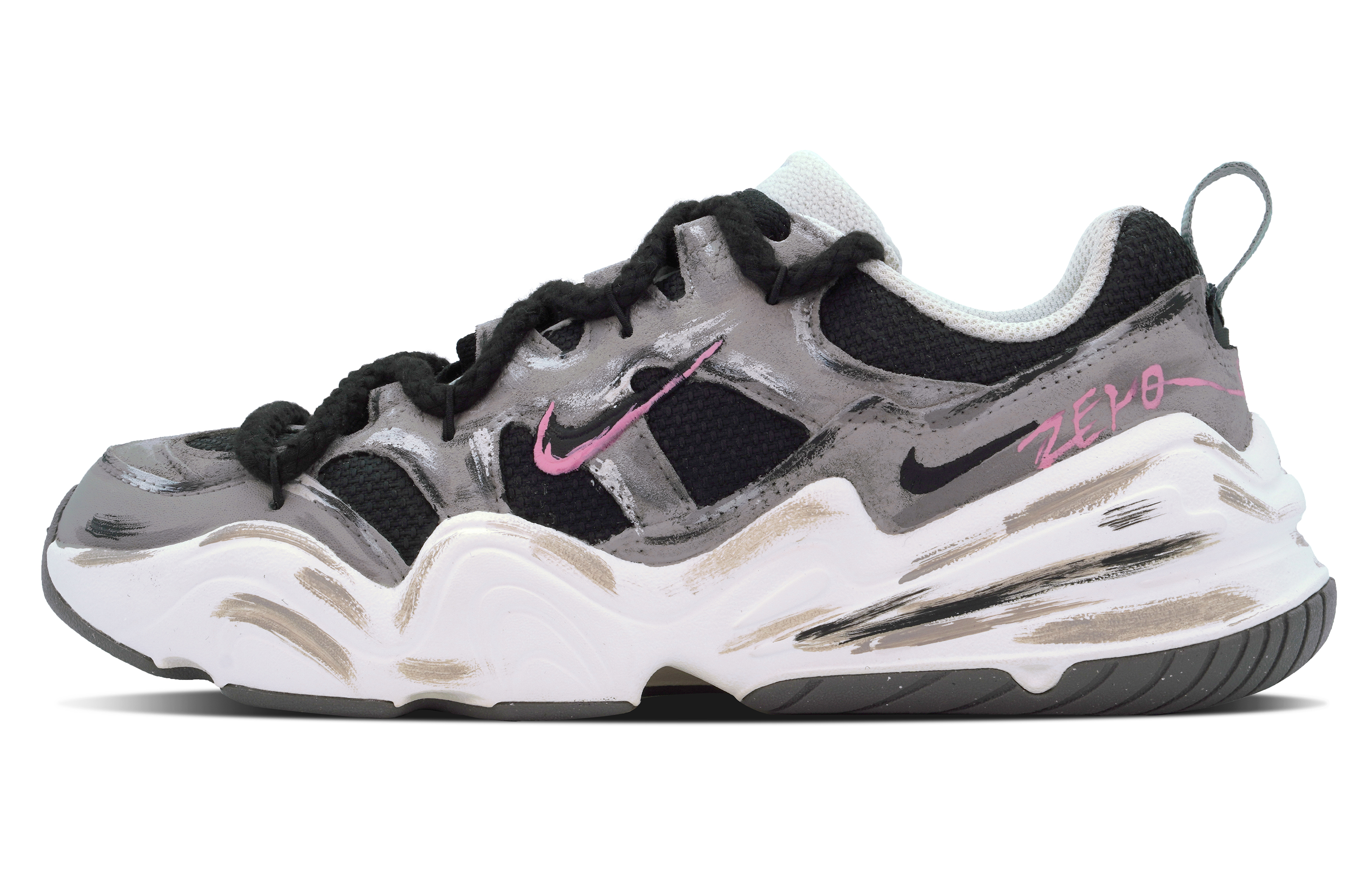 [Custom Shoes] (Women) Nike Tech Hera 'Graffiti Black-Grey'