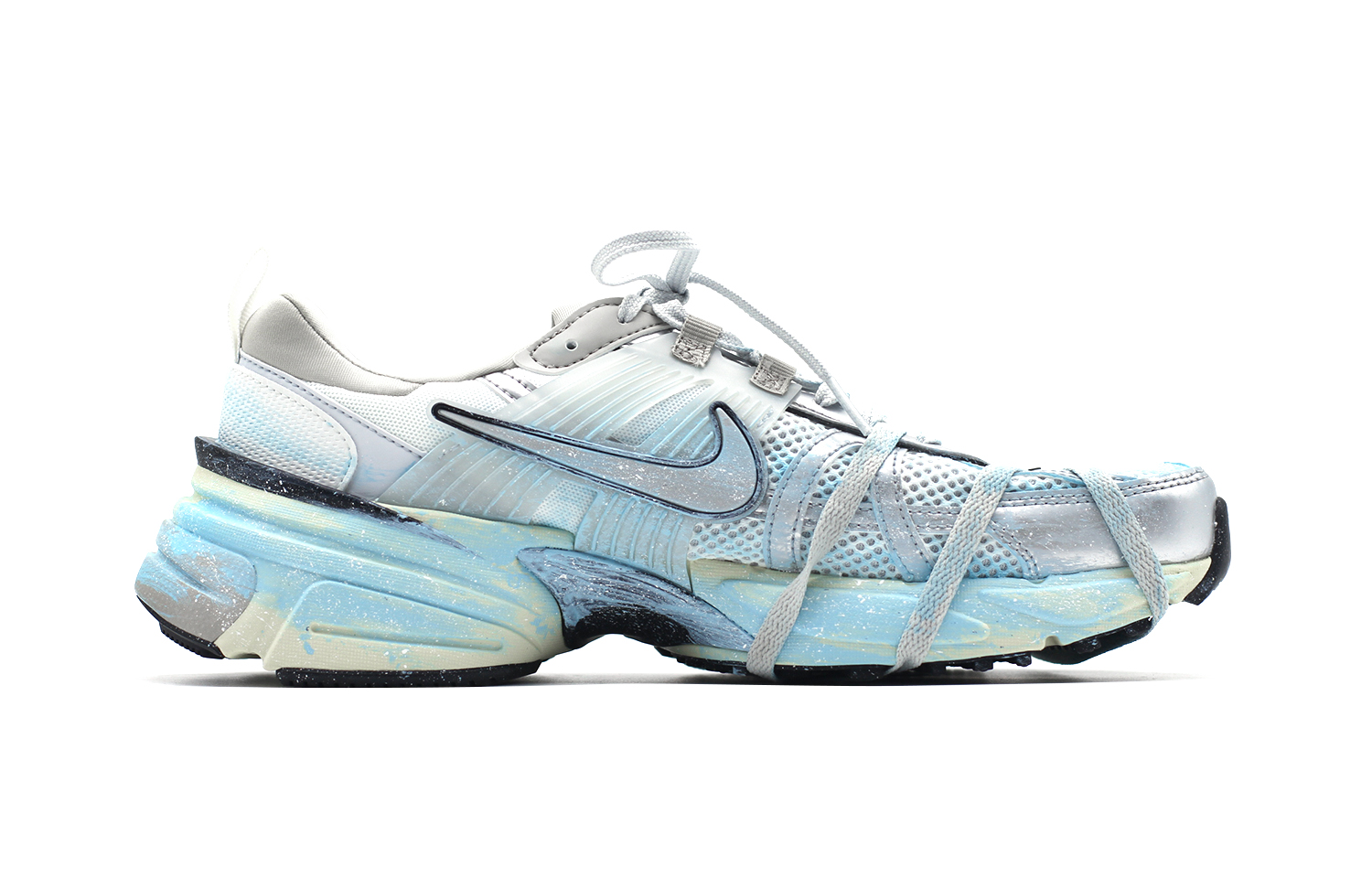 Lookbook (W) [Kasut Custom] Nike V2K Run 'Percikan Biru' FD0736-100(Team140-冰岛海湾)