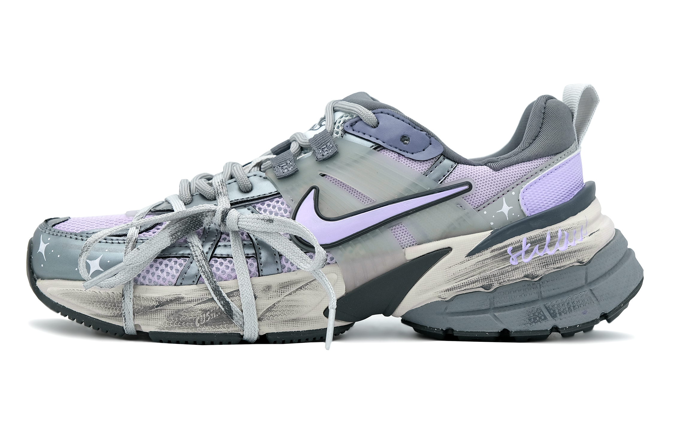 [Custom Shoes] (Women) Nike V2K Run 'Koala Party Purple Galactic'