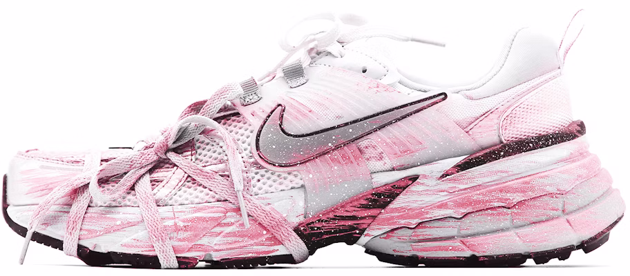 【訂製運動鞋】 Nike V2K Run 復古街頭風 撞色 潑墨 低筒跑步鞋 女款 粉色 Order 【訂製運動鞋】 Nike V2K Run 復古街頭風 撞色 潑墨 低筒跑步鞋 女款 粉色