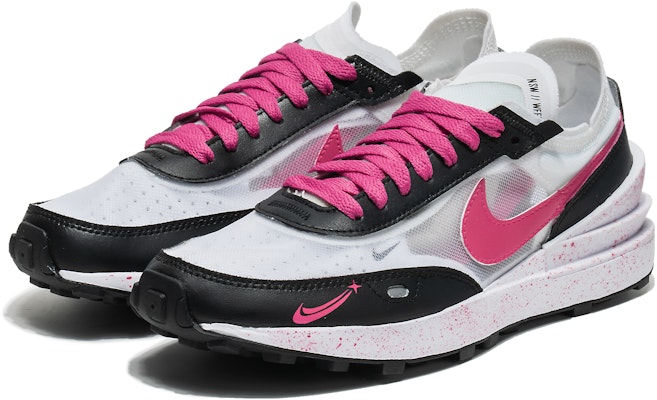 【定制球鞋】Nike Waffle One 活力三勾 夏日主題 潑墨 低幫 板鞋 女款 黑白粉 Order 【定制球鞋】Nike Waffle One 活力三勾 夏日主題 潑墨 低幫 板鞋 女款 黑白粉