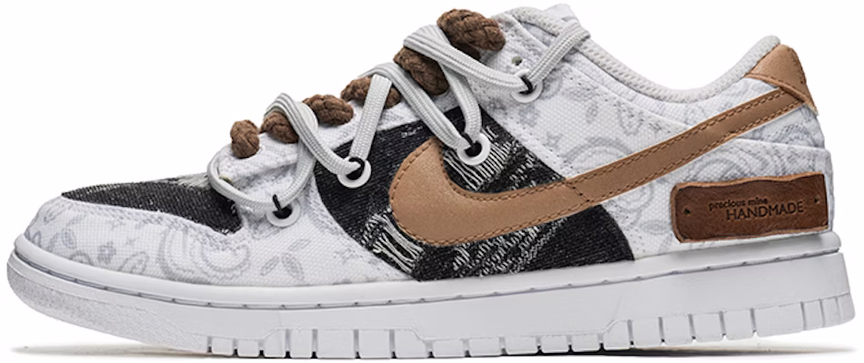 【定制球鞋】 Nike Dunk Low ESS 野鶴製造 解構雙鞋帶 腰果花 牛仔貼布 皮標 低幫 板鞋 女款 白棕 Buy 【定制球鞋】 Nike Dunk Low ESS 野鶴製造 解構雙鞋帶 腰果花 牛仔貼布 皮標 低幫 板鞋 女款 白棕